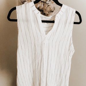 white and black stripped flowey tank